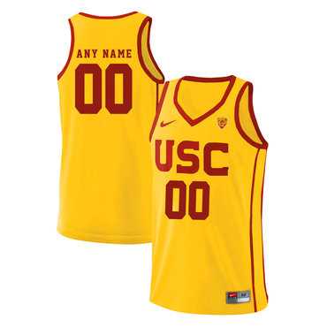 Men%27s USC Trojans Yellow Customized Basketball Jersey->customized ncaa jersey->Custom Jersey