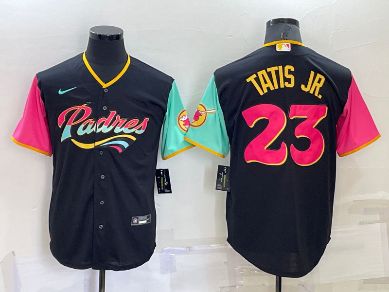 Padres #23 Fernando Tatis Jr. Black Nike 2022 City Connect Cool Base Jerseys->atlanta braves->MLB Jersey