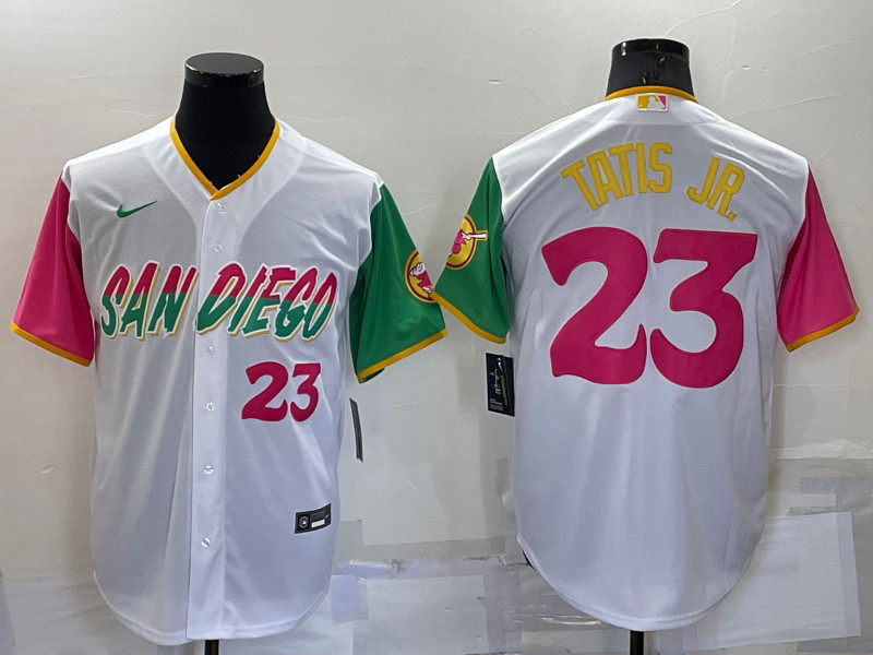 Padres #23 Fernando Tatis Jr. White Nike 2022 City Connect Cool Base Jersey->milwaukee brewers->MLB Jersey