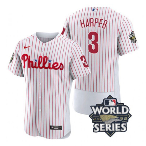 Phillies #3 Bryce Harper White Nike 2022 World Series Flexbase Jersey->philadelphia phillies->MLB Jersey