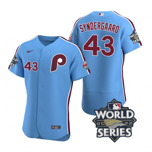Phillies #43 Noah Syndergaard Blue Nike 2022 World Series Flexbase Jersey->philadelphia phillies->MLB Jersey