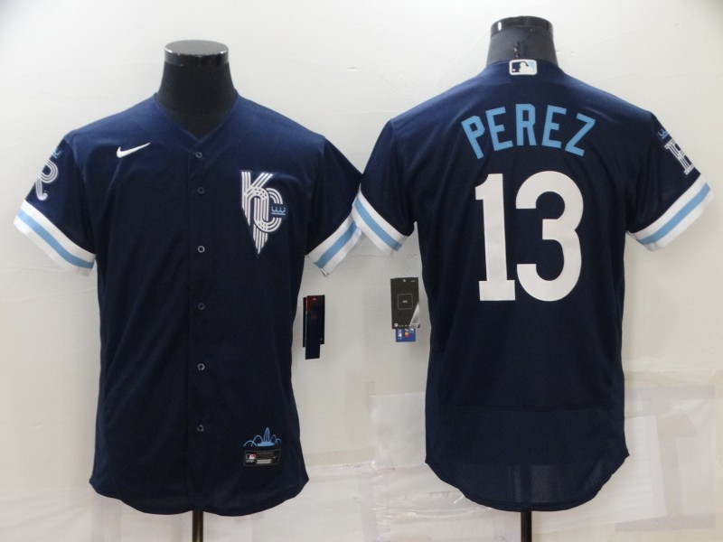 Royals #13 Salvador Perez Navy Nike 2022 City Connect Flexbase Jerseys->kansas city royals->MLB Jersey