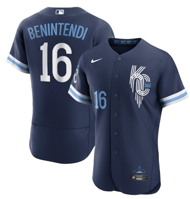 Royals #16 Andrew Benintendi Navy Nike 2022 City Connect Flexbase Jersey->kansas city royals->MLB Jersey