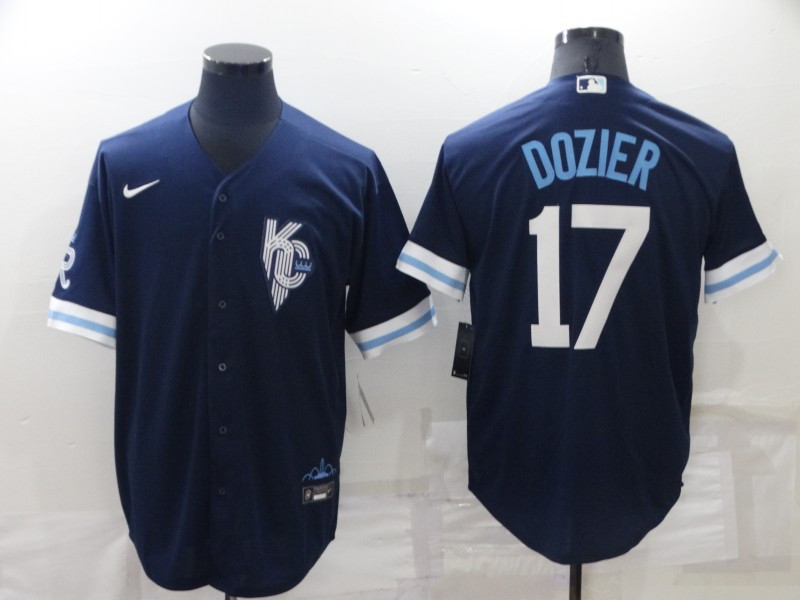 Royals #17 Hunter Dozier Navy Nike 2022 City Connect Cool Base Jersey->kansas city royals->MLB Jersey