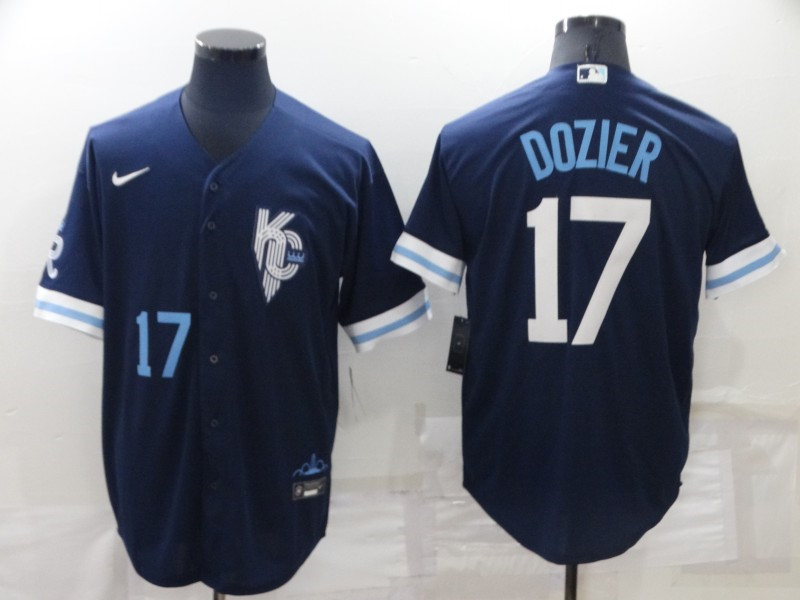 Royals #17 Hunter Dozier Navy Nike 2022 City Connect Cool Base Jerseys->kansas city royals->MLB Jersey