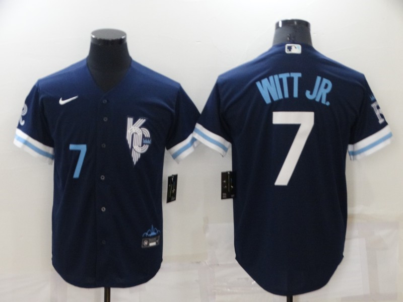 Royals #7 Bobby Witt Jr. Navy Nike 2022 City Connect Cool Base Jerseys->kansas city royals->MLB Jersey