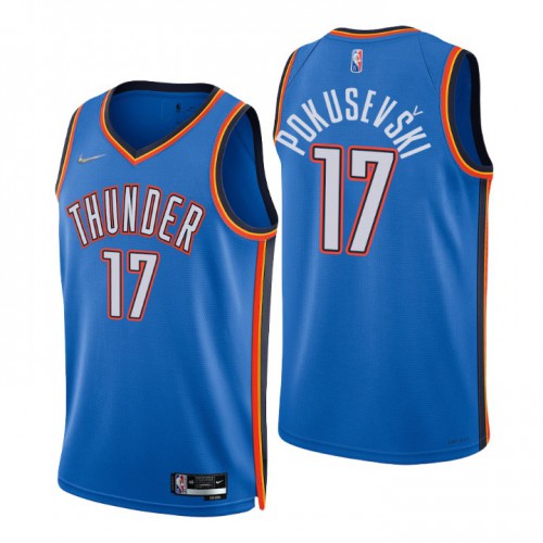 Nike Oklahoma City Thunder #17 Aleksej Pokusevski Blue Men’s 2021-22 NBA 75th Anniversary Diamond Swingman Jersey – Icon Edition Men’s->oklahoma city thunder->NBA Jersey