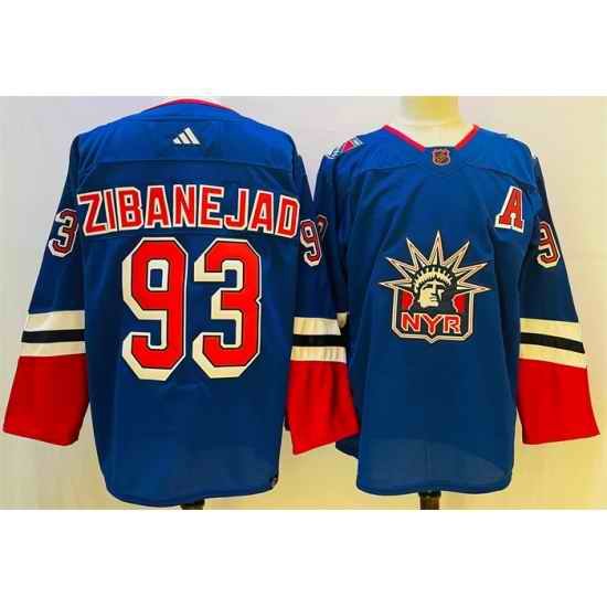 Men New York Rangers 93 Mika Zibanejad Blue 2022 #23 Reverse Retro Stitched Jersey->new york rangers->NHL Jersey