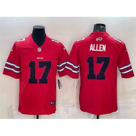 Men Buffalo Bills #17 Josh Allen Red Black Stitched Football Jersey