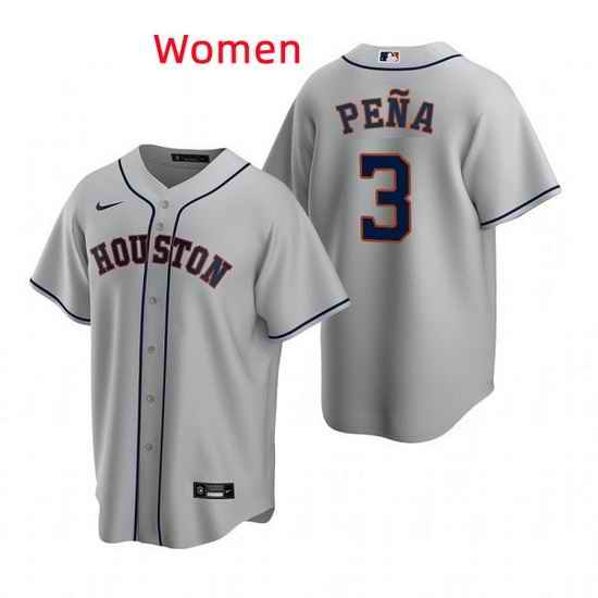 Women Houston Astros #3 Jeremy Pena Grey Stitched Jersey->women mlb jersey->Women Jersey