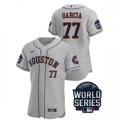 Houston Houston Astros #77 Luis Garcia Men’s Nike 150th Anniversary 2021 World Series Authentic MLB Jersey – Gray Men’s->houston astros->MLB Jersey