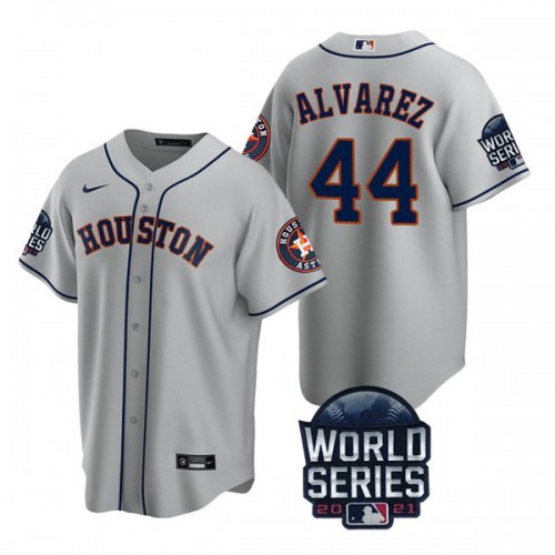 Houston Houston Astros #44 Yordan Alvarez Men’s Nike 150th Anniversary 2021 World Series Game MLB Jersey – Gray Men’s->houston astros->MLB Jersey