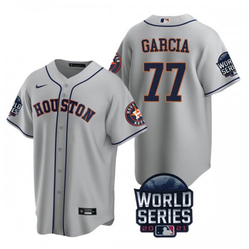 Houston Houston Astros #77 Luis Garcia Men’s Nike 150th Anniversary 2021 World Series Game MLB Jersey – Gray Men’s->houston astros->MLB Jersey