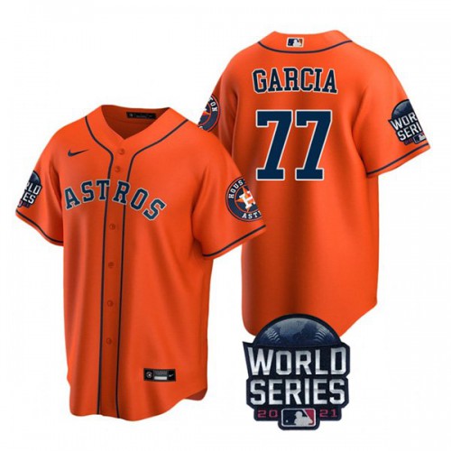 Houston Houston Astros #77 Luis Garcia Men’s Nike 150th Anniversary 2021 World Series Game MLB Jersey – Orange Men’s->houston astros->MLB Jersey