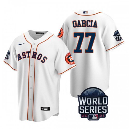 Houston Houston Astros #77 Luis Garcia Men’s Nike 150th Anniversary 2021 World Series Game MLB Jersey – White Men’s->houston astros->MLB Jersey