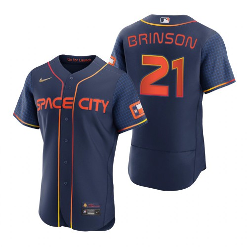 Houston Houston Astros #21 Lewis Brinson Navy Men’s Nike Authentic 2022 City Connect MLB Jersey Men’s->youth mlb jersey->Youth Jersey