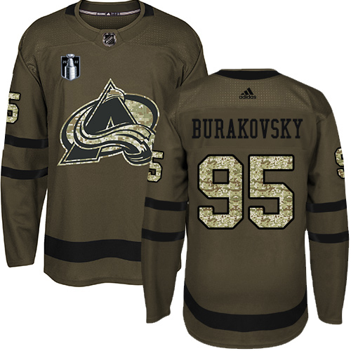 Adidas Colorado Avalanche #95 Andre Burakovsky Green 2022 Stanley Cup Final Patch Salute to Service Stitched NHL Jersey Men’s->youth nhl jersey->Youth Jersey
