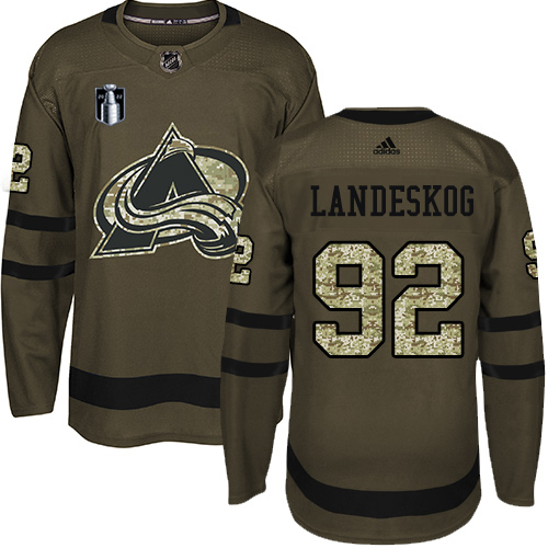Adidas Colorado Avalanche #92 Gabriel Landeskog Green 2022 Stanley Cup Final Patch Salute to Service Stitched NHL Jersey Men’s->youth nhl jersey->Youth Jersey