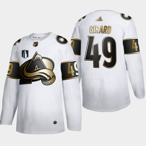 Colorado Colorado Avalanche #49 Samuel Girard Men’s 2022 Stanley Cup Final Patch Adidas White Golden Edition Limited Stitched NHL Jersey Men’s->colorado avalanche->NHL Jersey