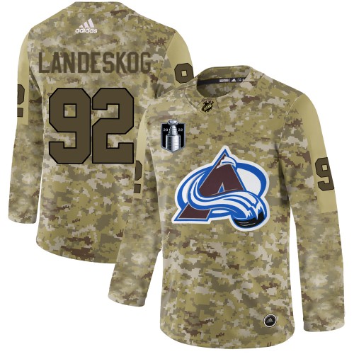 Adidas Colorado Avalanche #92 Gabriel Landeskog Camo 2022 Stanley Cup Final Patch Authentic Stitched NHL Jersey Men’s->colorado avalanche->NHL Jersey