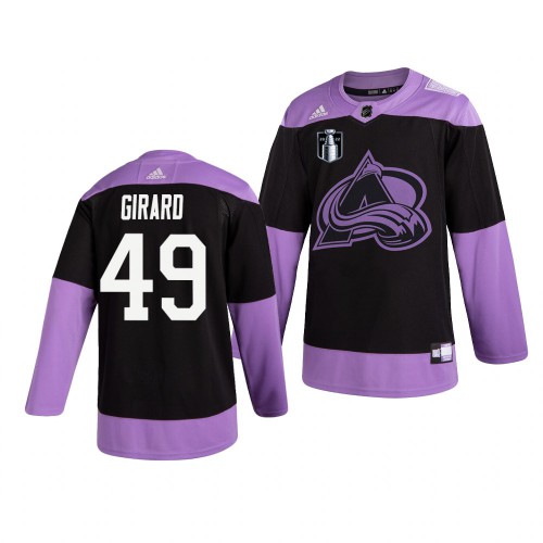 Colorado Colorado Avalanche #49 Samuel Girard Adidas 2022 Stanley Cup Final Patch Men’s Hockey Fights Cancer Practice NHL Jersey Black Men’s->youth nhl jersey->Youth Jersey