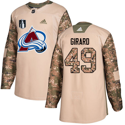 Adidas Colorado Avalanche #49 Samuel Girard Camo 2022 Stanley Cup Final Patch Authentic Veterans Day Stitched NHL Jersey Men’s->colorado avalanche->NHL Jersey