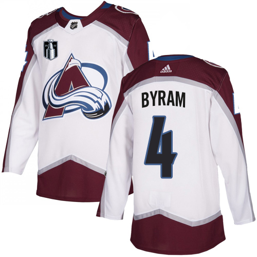 Adidas Colorado Avalanche #4 Bowen Byram White 2022 Stanley Cup Final Patch Road Authentic Stitched NHL Jersey Men’s->colorado avalanche->NHL Jersey