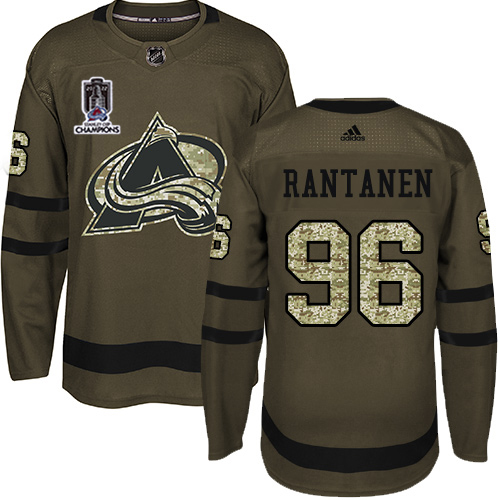 Adidas Colorado Avalanche #96 Mikko Rantanen Green 2022 Stanley Cup Champions Salute To Service Stitched NHL Jersey Men’s->colorado avalanche->NHL Jersey