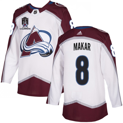 Adidas Colorado Avalanche #8 Cale Makar White 2022 Stanley Cup Champions Road Authentic Stitched NHL Jersey Men’s->women nhl jersey->Women Jersey