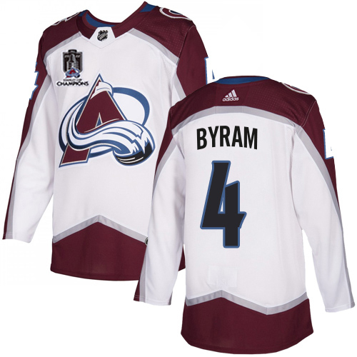 Adidas Colorado Avalanche #4 Bowen Byram White 2022 Stanley Cup Champions Road Authentic Stitched NHL Jersey Men’s->colorado avalanche->NHL Jersey