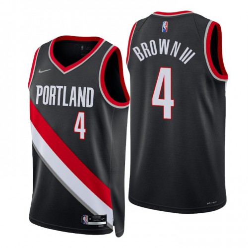 Nike Portland Trail Blazers #4 Greg Brown III Black Men’s 2021-22 NBA 75th Anniversary Diamond Swingman Jersey – Icon Edition Men’s->portland trail blazers->NBA Jersey
