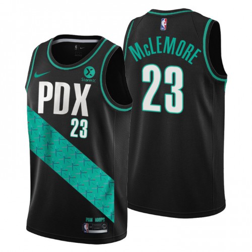 Nike Portland Trail Blazers #23 Ben McLemore Men’s 2022-23 City Edition NBA Jersey – Cherry Blossom Black Men’s->portland trail blazers->NBA Jersey