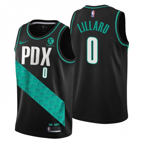 Nike Portland Trail Blazers #0 Damian Lillard Men’s 2022-23 City Edition NBA Jersey – Cherry Blossom Black Men’s->phoenix suns->NBA Jersey