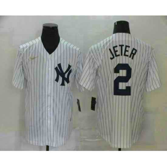 Men's New York Yankees #2 Derek Jeter White Throwback Stitched MLB Cool Base Nike Jersey->new york yankees->MLB Jersey