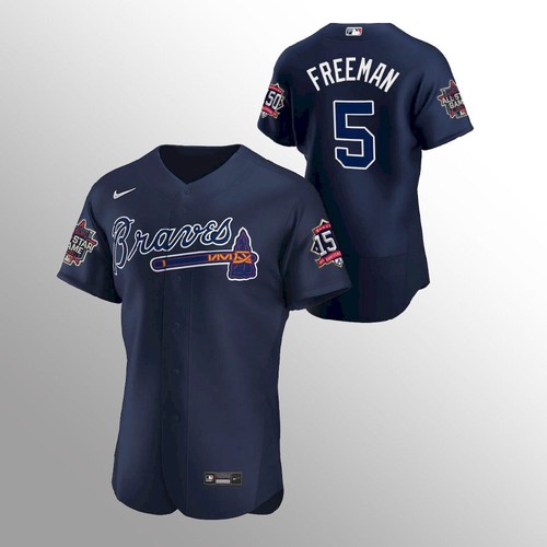 Atlanta Atlanta Braves #5 Freddie Freeman Men’s Nike 150th Anniversary 2021 World Series Authentic MLB Jersey – Navy Men’s->atlanta braves->MLB Jersey