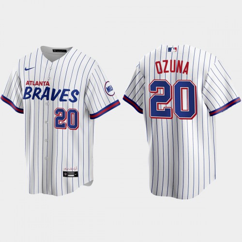 Atlanta Atlanta Braves #20 Marcell Ozuna White Men’s Nike 2021 City Connect Replica MLB Jersey Men’s->atlanta braves->MLB Jersey