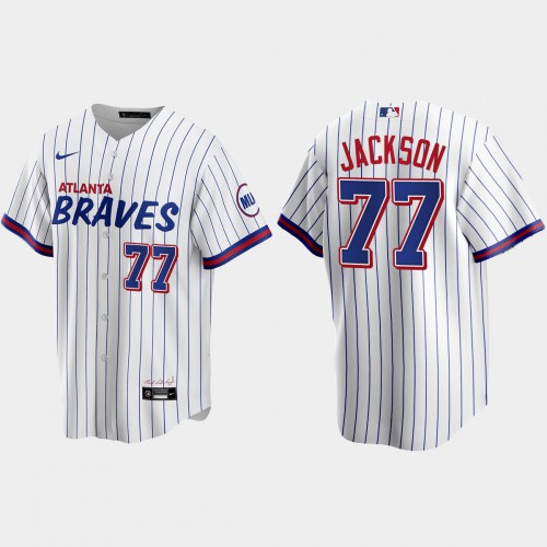Atlanta Atlanta Braves #77 Luke Jackson White Men’s Nike 2021 City Connect Replica MLB Jersey Men’s->atlanta braves->MLB Jersey