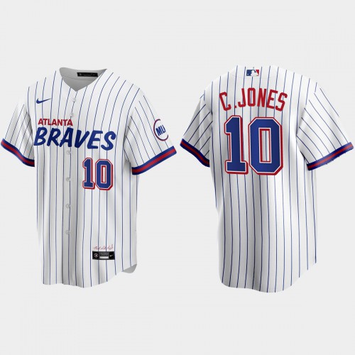 Atlanta Atlanta Braves #10 Chipper Jones White Men’s Nike 2021 City Connect Replica MLB Jersey Men’s->youth mlb jersey->Youth Jersey
