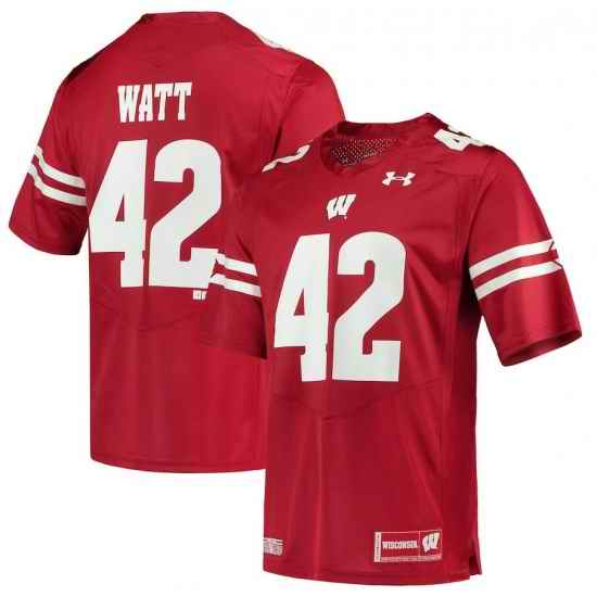 Men Wisconsin TJ Watt Red jersey->->NCAA Jersey