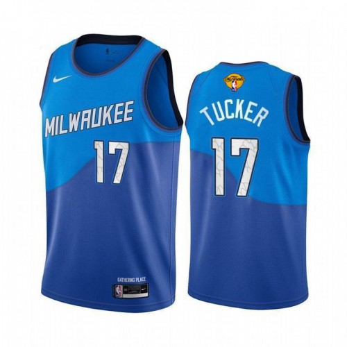 Nike Milwaukee Bucks #17 P. J. Tucker Men’s 2021 NBA Finals Bound City Edition Jersey Blue Men’s->youth nba jersey->Youth Jersey