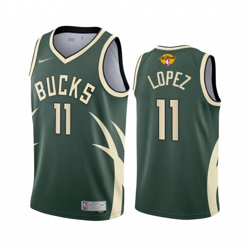 Milwaukee Milwaukee Bucks #11 Brook Lopez Men’s 2021 NBA Finals Bound Swingman Earned Edition Jersey Green Men’s