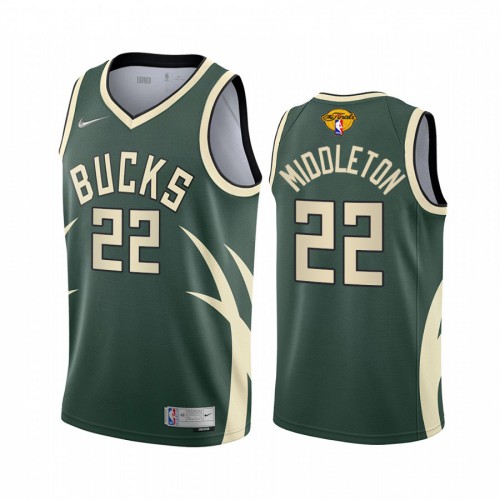 Milwaukee Milwaukee Bucks #22 Khris Middleton Men’s 2021 NBA Finals Bound Swingman Earned Edition Jersey Green Men’s->youth nba jersey->Youth Jersey