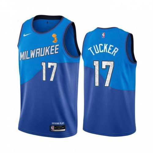 Nike Milwaukee Bucks #17 P.J. Tucker 2021 NBA Finals Champions City Edition Jersey Blue Men’s->milwaukee bucks->NBA Jersey