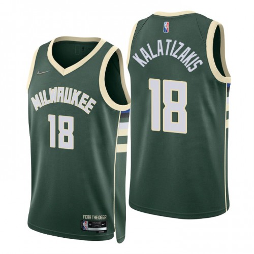Nike Milwaukee Bucks #18 Georgios Kalaitzakis Green Men’s 2021-22 NBA 75th Anniversary Diamond Swingman Jersey – Icon Edition Men’s->milwaukee bucks->NBA Jersey