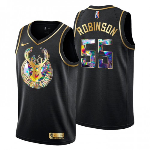 Milwaukee Milwaukee Bucks #55 Justin Robinson Men’s Golden Edition Diamond Logo 2021/22 Swingman Jersey – Black Men’s->milwaukee bucks->NBA Jersey