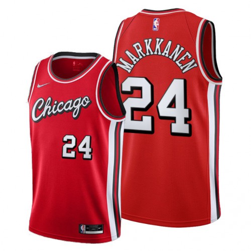 Chicago Chicago Bulls #24 Lauri Markkanen Men’s 2021-22 City Edition Red NBA Jersey Men’s->women nba jersey->Women Jersey