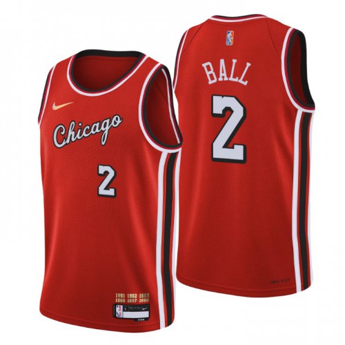 Chicago Chicago Bulls #2 Lonzo Ball Men’s Nike Red 2021/22 Swingman NBA Jersey – City Edition Men’s->chicago bulls->NBA Jersey