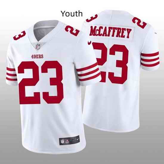 Youth NFL San Francisco 49ers #23 Christian McCaffrey White Vapor Untouchable Limited Stitched Jersey->youth nfl jersey->Youth Jersey