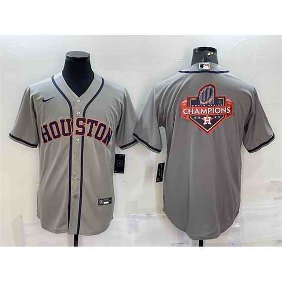 Men Houston Astros Grey 2022 World Series Champions Team Big Logo Cool Base Stitched Jersey->houston astros->MLB Jersey