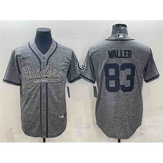 Men Las Vegas Raiders #83 Darren Waller Grey With Patch Cool Base Stitched Baseball Jersey->las vegas raiders->NFL Jersey